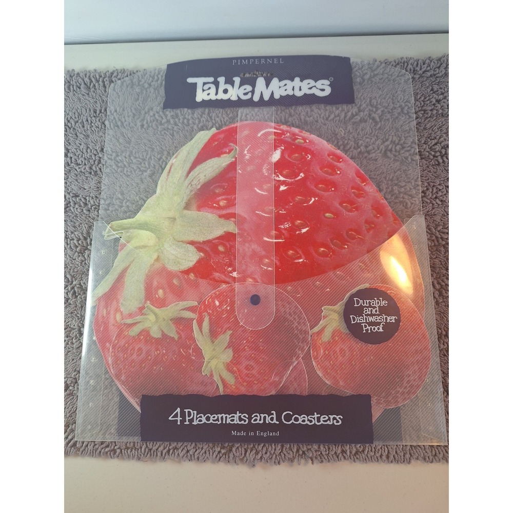 Pimpernel Placements & Coasters Strawberry Made In England‎ Durable Vinyl